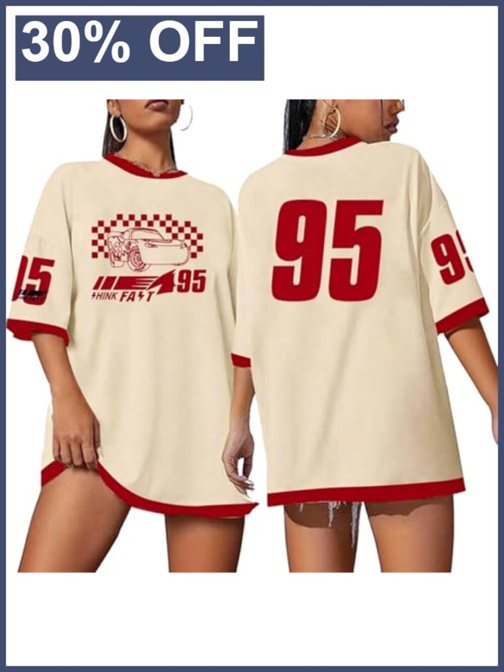 Oversized Cotton Blend Graphic T-Shirt | Retro Car Tee for Women